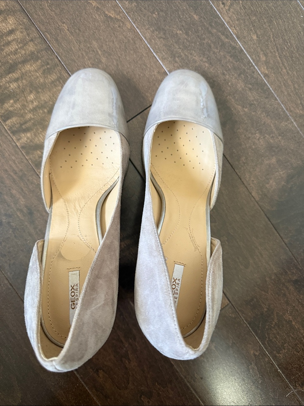 Geox Light Gray Suede D'Orsay Flats
